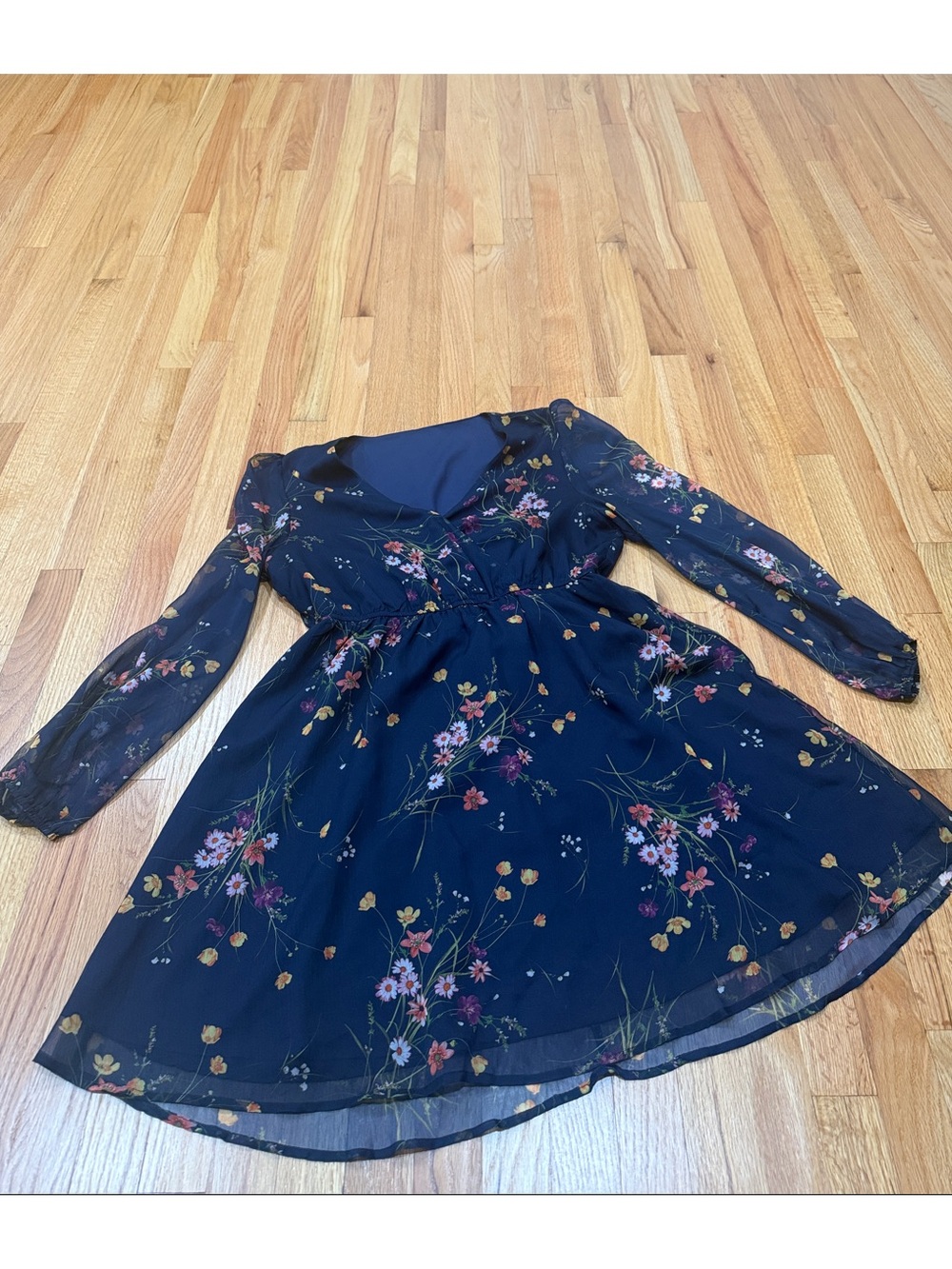 Long-Sleeve Chiffon Dress